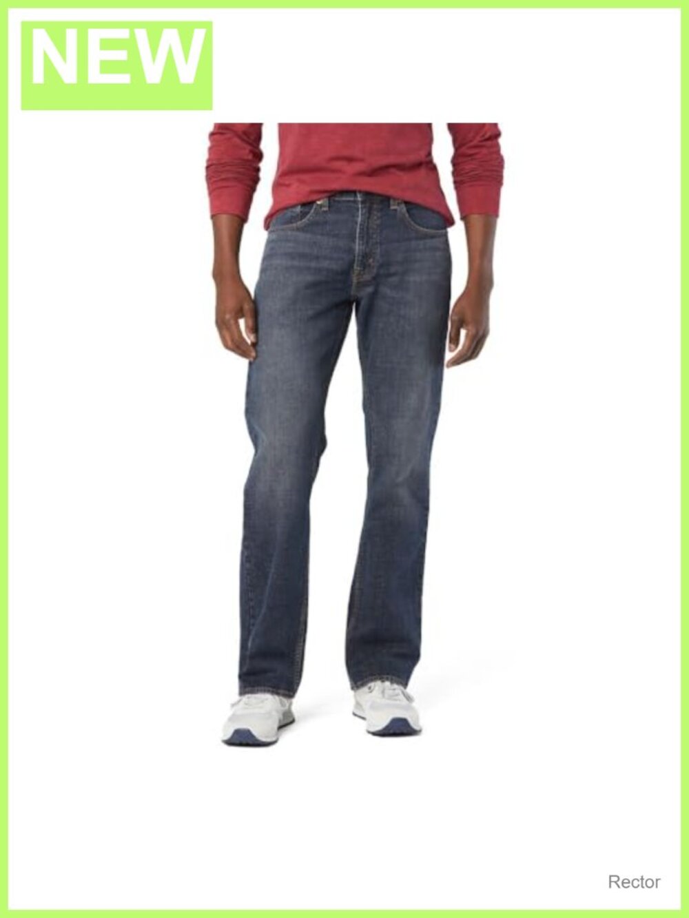 Men's Relaxed Fit Flex Waistband Jeans Mid Rise Straight Leg Casual